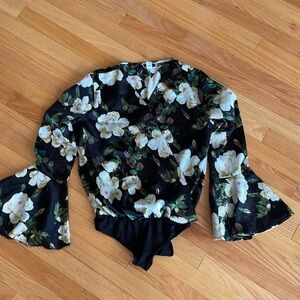 Another Story Floral Wrap  Bodysuit